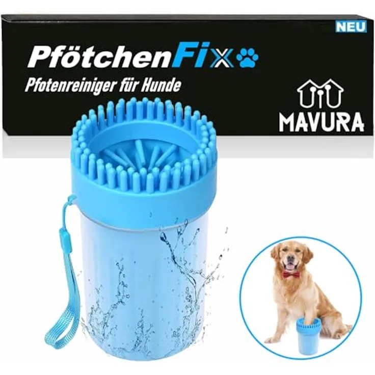 MAVURA PfötchenFix 2in1 Pfotenreiniger Hundepfotenreiniger & Massagebürste, Silikon Pfote Reiniger für Hunde & Katzen