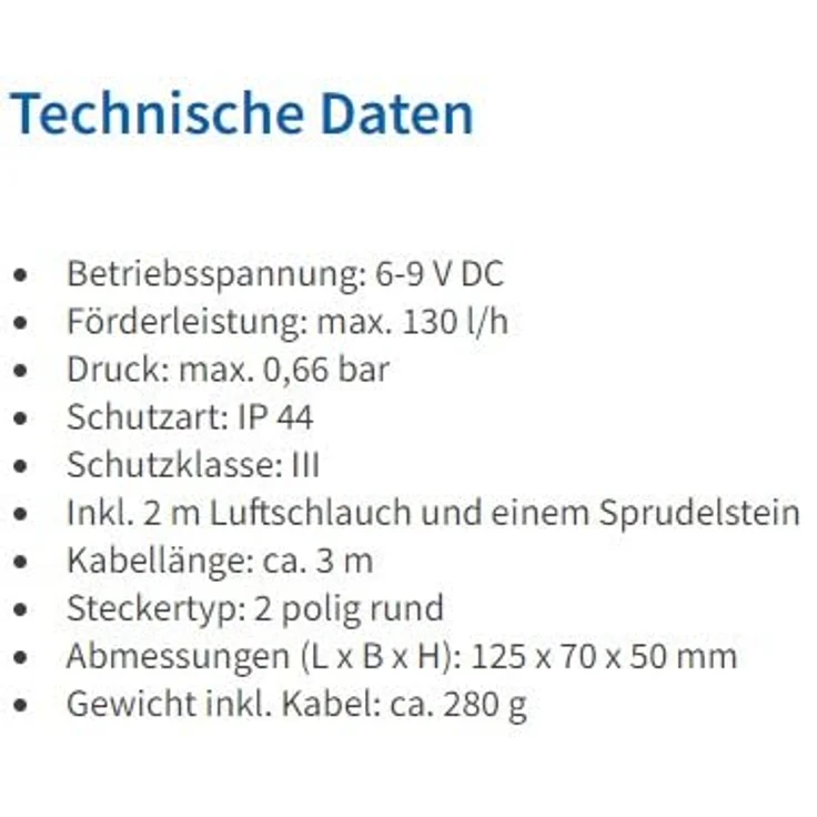 Esotec Solar Teichbelüfter AIR S, 6-9V/DC Einzelpumpe, max. 130l/h Förderleistung, wetterfest IP44, inkl. 2m Luftschlauch und Sprudelsteine – Bild 5