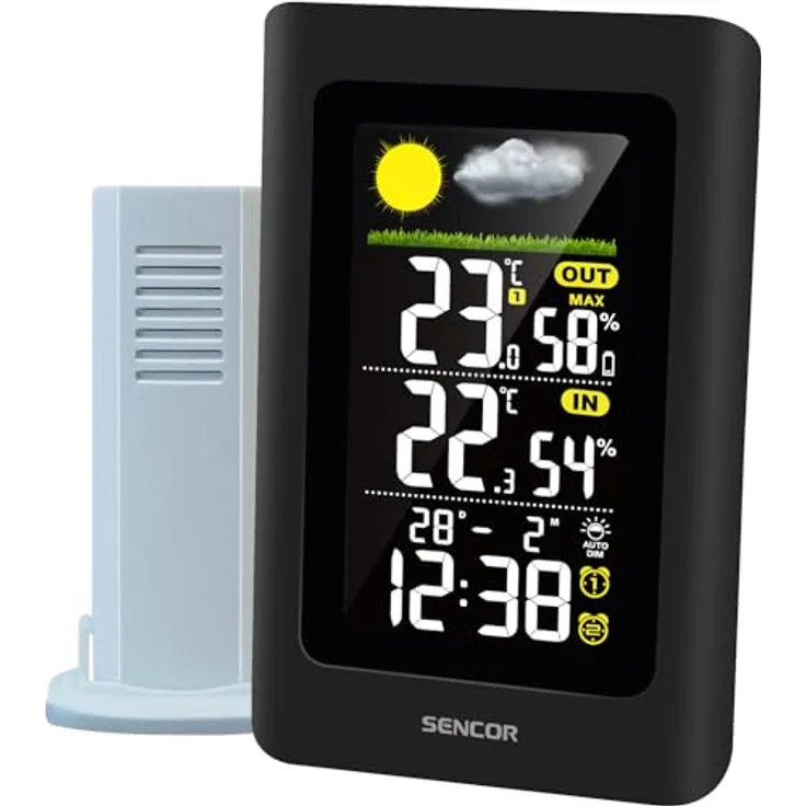 Sencor SWS 4270 Wetterstation, digitale Wetterstation mit kabellosem Sensor, Wettervorhersage, schwarz