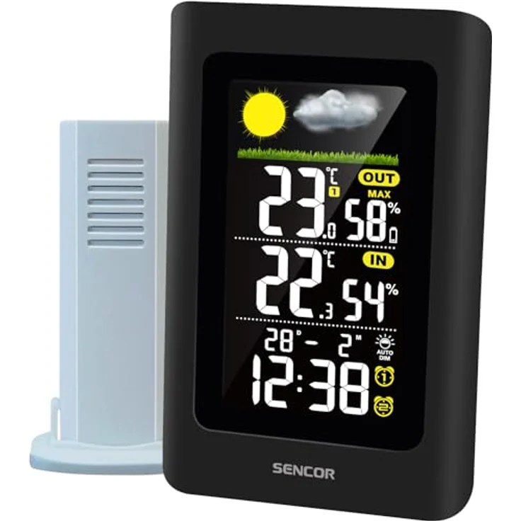 Sencor SWS 4270 Wetterstation, digitale Wetterstation mit kabellosem Sensor, Wettervorhersage, schwarz – Bild 1