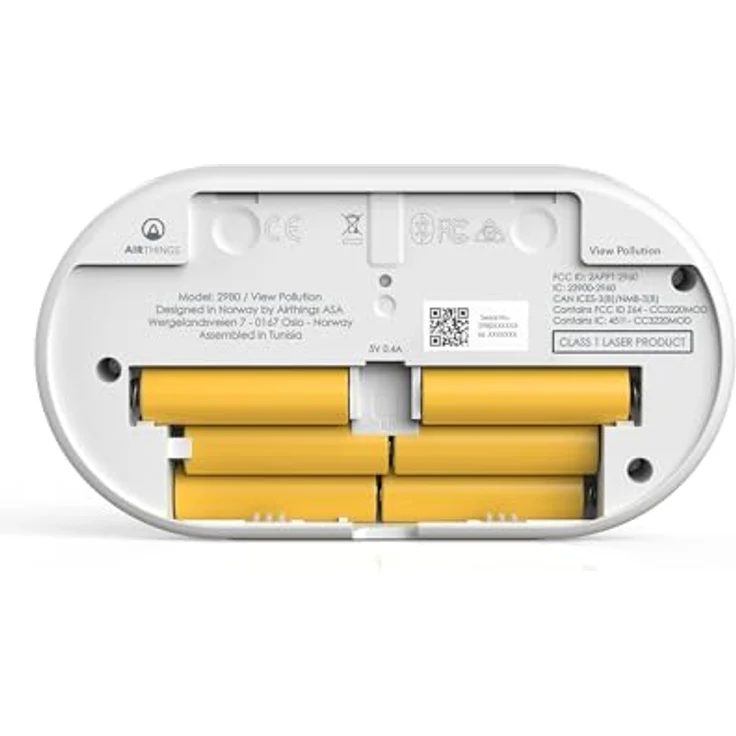 Airthings View Pollution, Messgerät zur Überwachung von Feinstaub (PM2.5), Temperatur und Luftfeuchtigkeit, kabellos, WLAN-verbunden, Weiss – Bild 4