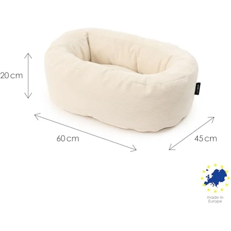 LucyBalu® Dinghy Katzenbett waschbar für kleine & große Katzen | Abnehmbare Bezüge | Polstermöbelqualität | Schlauchboot-Style | Hochwertiger Cord Stoff | Ton-in-Ton Optik | Weiß – Bild 5