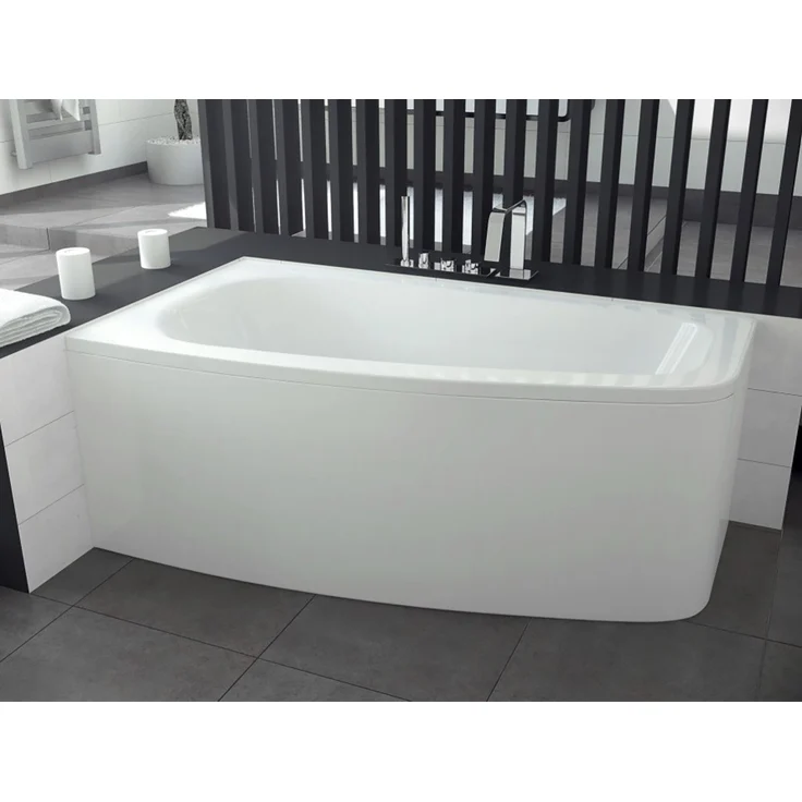 KOLMAN Eckbadewanne Luna 150x80, schneeweiß, mit Ablaufgarnitur und Füßen GRATIS, antibakterielle Oberfläche, kratzfest, rutschfest