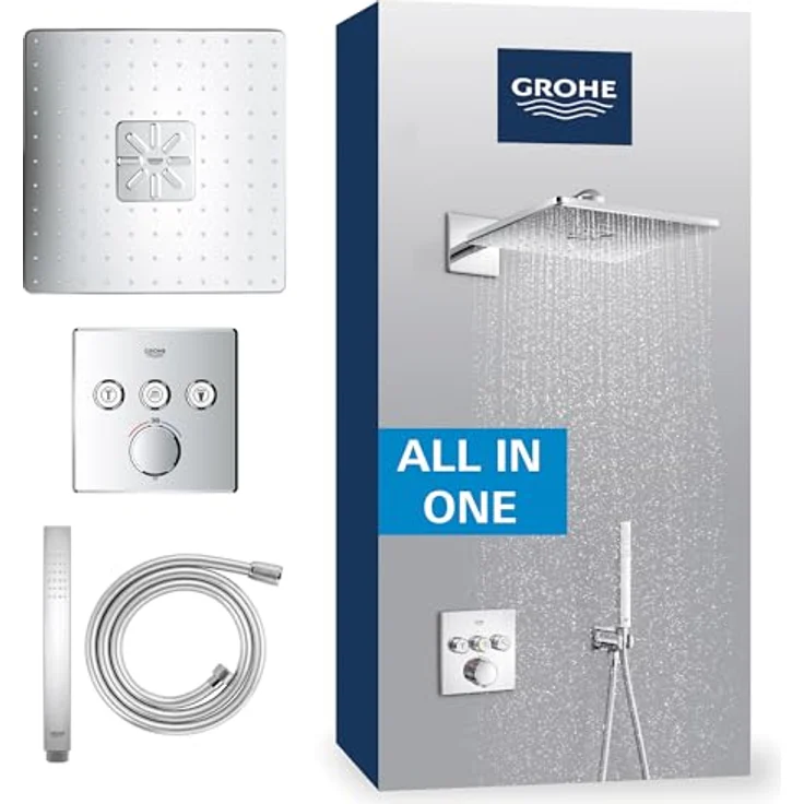 Grohe Precision Smartcontrol Duschsystem, Unterputz Thermostat mit 3 Absperrventilen, Quickfix, chrom – Bild 2