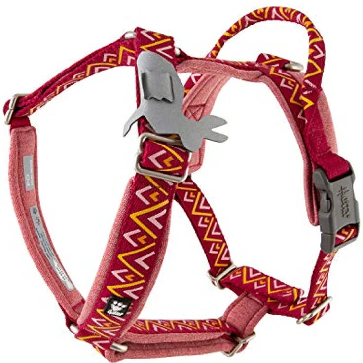 Hurtta Razzle-Dazzle Y-Geschirr für Hunde, Gepolstert, 100% recyceltes Polyester, Rot 35-45 cm