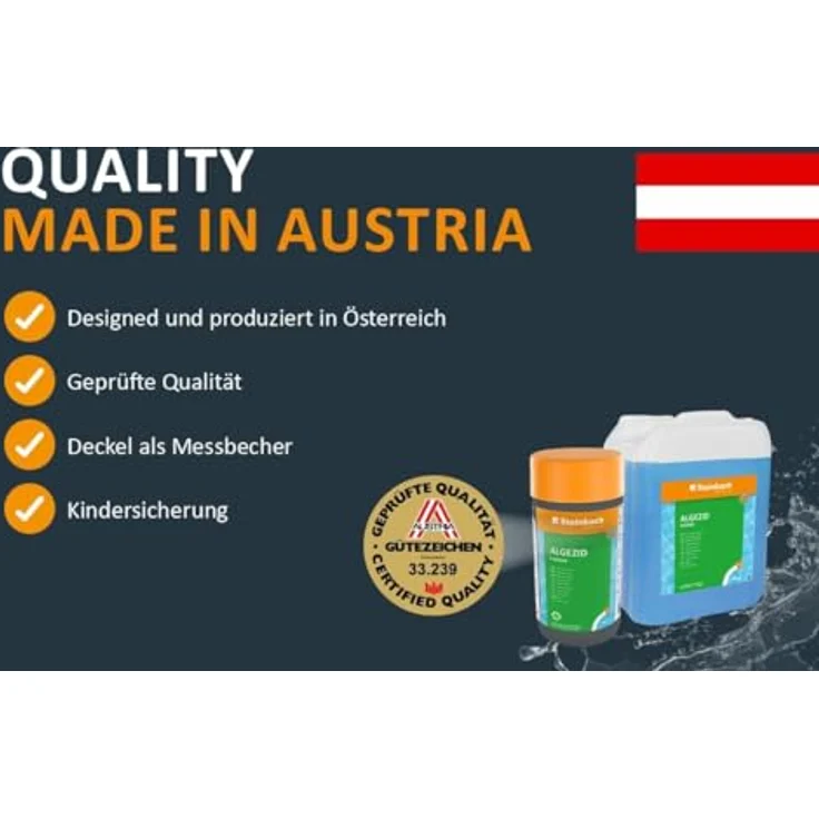 Steinbach Poolpflege Starter-Set, Algezid flüssig + Total Blue Chlor Tabletten, langsamlöslich 20g, für sauberes und kristallklares Poolwasser – Bild 4