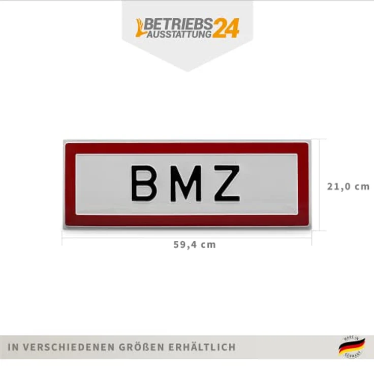 Betriebsausstattung24 BMZ Hinweisschild Brandschutz, Aluminium geprägt, wetterfest, 59,4x21 cm, Made in Germany – Bild 2