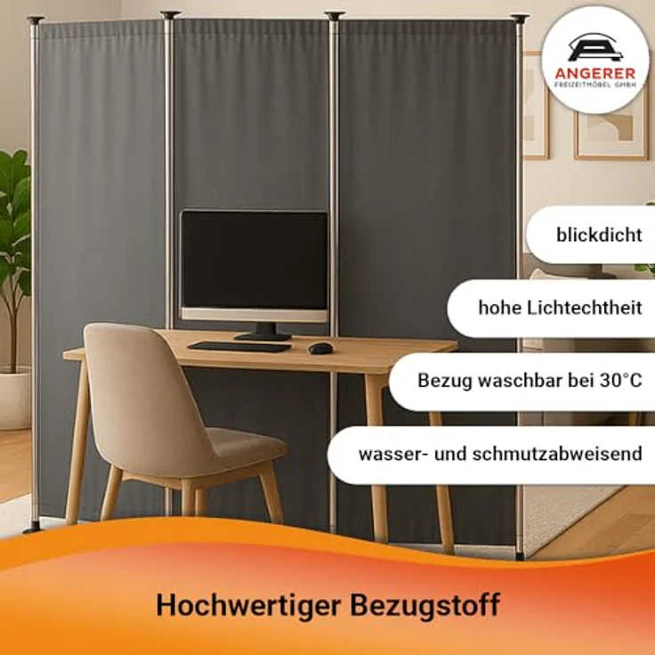 Angerer Paravent 4 tlg. dunkelgrau – Bild 4
