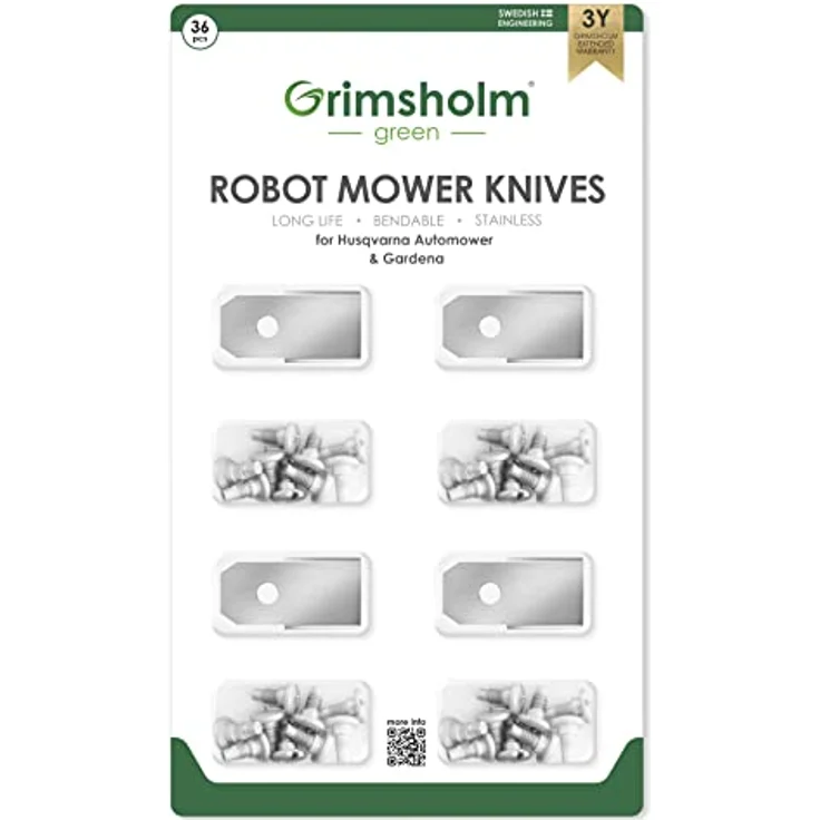 Grimsholm Green Ersatzmesser für Rasenmäher, optimierte Schärfe und Langlebigkeit, 36 Stk. – Bild 1