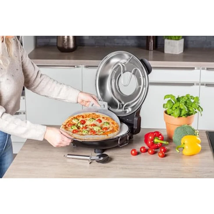 CHEF CUISINE International Pizzaofen Chef Cuisine Pizza Maker, 1.200 W, regelbare Ober-/Unterhitze, Keramik-Pizzastein Ø 31 cm, Sichtfenster, inkl. Pizzaheber und Pizzaschneider – Bild 8