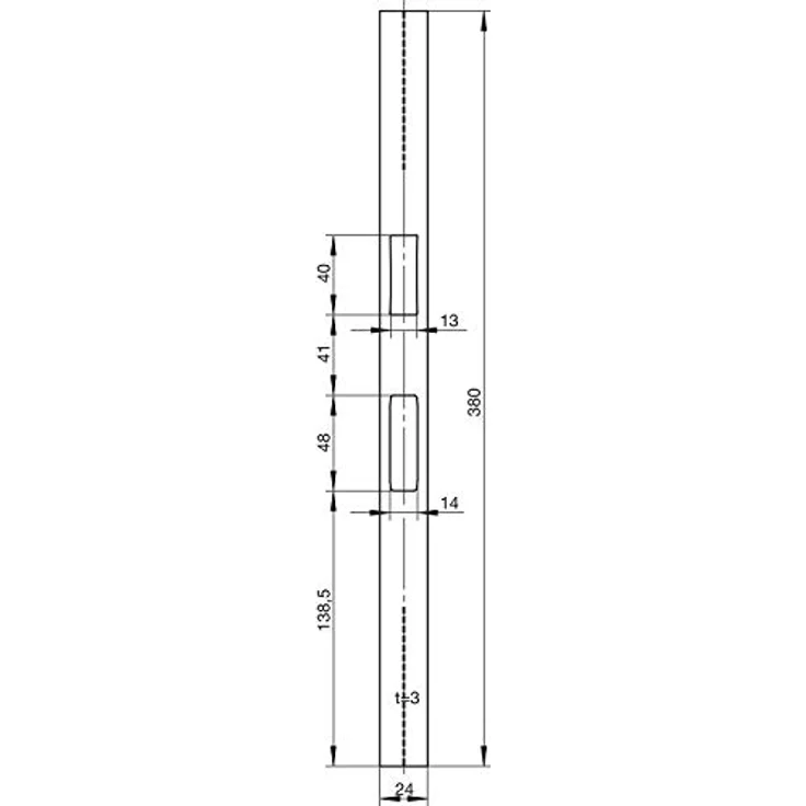 WILKA Schließblech 9353, flach für Falle und Riegel, Edelstahl 380 x 24 x 3 mm – Bild 2