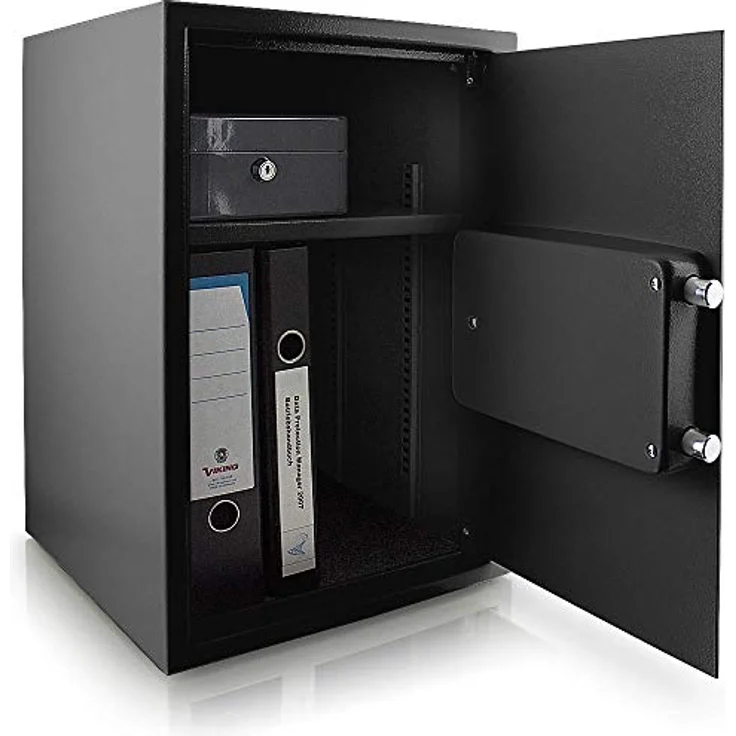 MS-Point BITUXX® Elektronischer Safe Wandtresor, schwarzer Geldschrank mit Innenmaßen 345mm x 515mm x 300mm für Wertsachen, Dokumente und Schmuck – Bild 3