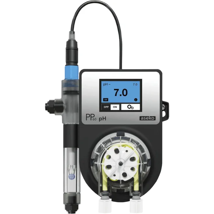 Aseko Dosieranlage PP60 pH, automatische pH-Regelanlage mit Glassonden und integrierter Dosierpumpe für Pools und Whirlpools bis 250 m³