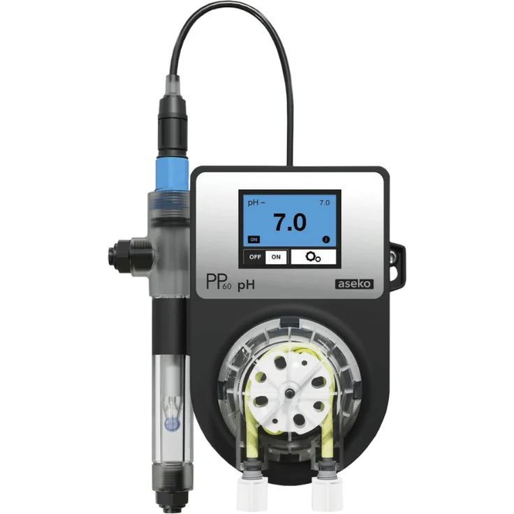 Aseko Dosieranlage PP60 pH, automatische pH-Regelanlage mit Glassonden und integrierter Dosierpumpe für Pools und Whirlpools bis 250 m³