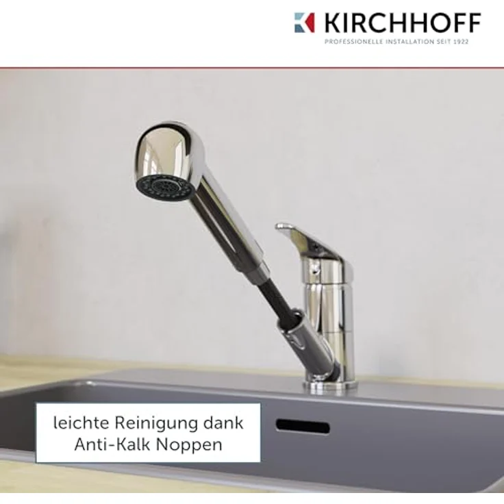 Kirchhoff Küchenarmatur Geschirrbrause, Chrom, 1/2" Anschluss, modernes Design – Bild 3