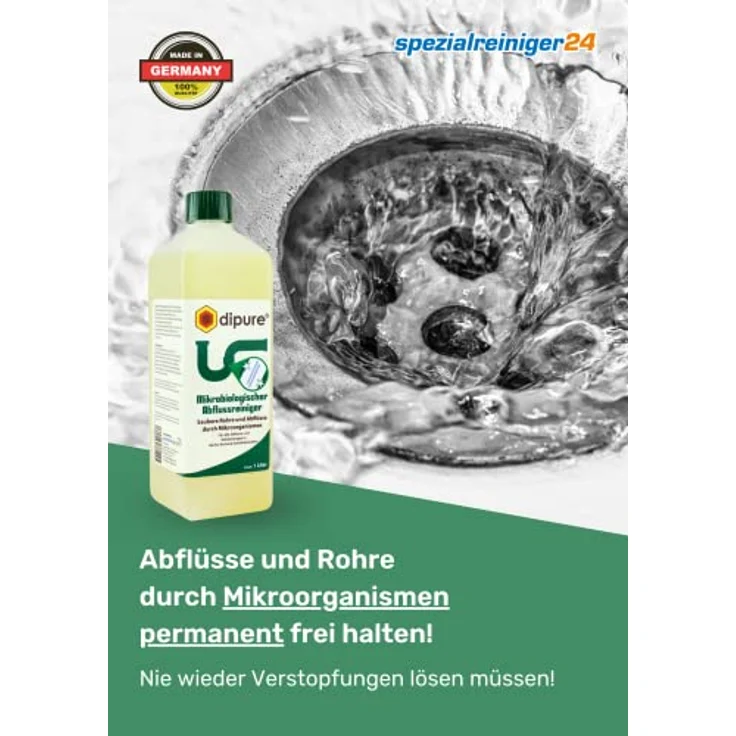 dipure Mikrobiologischer Abflussreiniger - 1 Liter Flasche (Abfluss-Frei, Rohrreiniger) – Bild 2