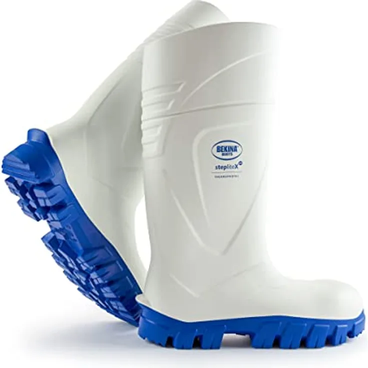 Bekina Steplite X Thermoprotec S4, Sicherheitsschuhe in Weiß und Blau, Größe 42, Verpackung pro 1 Paar