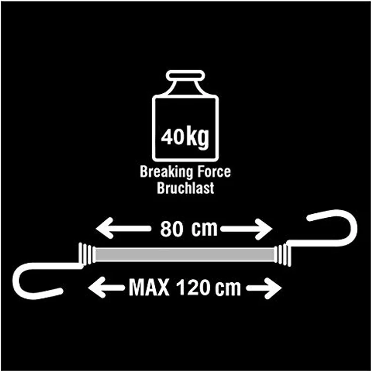 Master Lock 3205EURDAT Gummi-Spannseil mit Karabinerhaken [80 cm langes Spannseil] [Clip-Sicherheitshaken] - Ideal für Camping – Bild 5