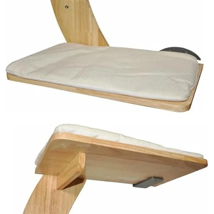 nanook Katzen Kletterwand Wandkratzbaum - 3-stufig - mit Katzenliegen Katzenkissen - 70 x 70 cm - zur Wandmontage - naturfarben – Bild 5