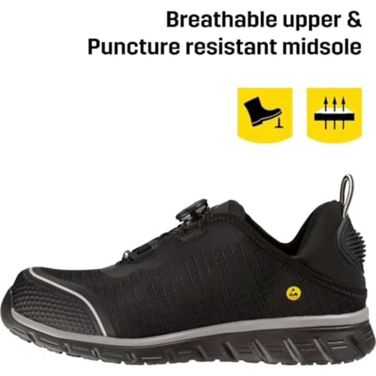 Safety Jogger ACDC LIGERO2 TLS, Sicherheitshalbschuh S1P mit ultraleichter Nanocarbon-Zehenkappe, rutschfester Laufsohle und TLS Schnellverschluss, schwarz/weiß – Bild 2