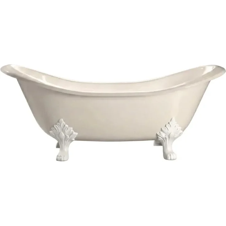 Rogier & Mothes Freistehende Gusseisen Badewanne Kingston, weiß mit handbemalter Außenseite und doppelter Rückenlehne, 182cm x 78cm