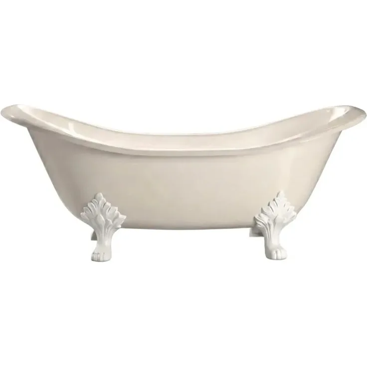 Rogier & Mothes Freistehende Gusseisen Badewanne Kingston, weiß mit handbemalter Außenseite und doppelter Rückenlehne, 182cm x 78cm