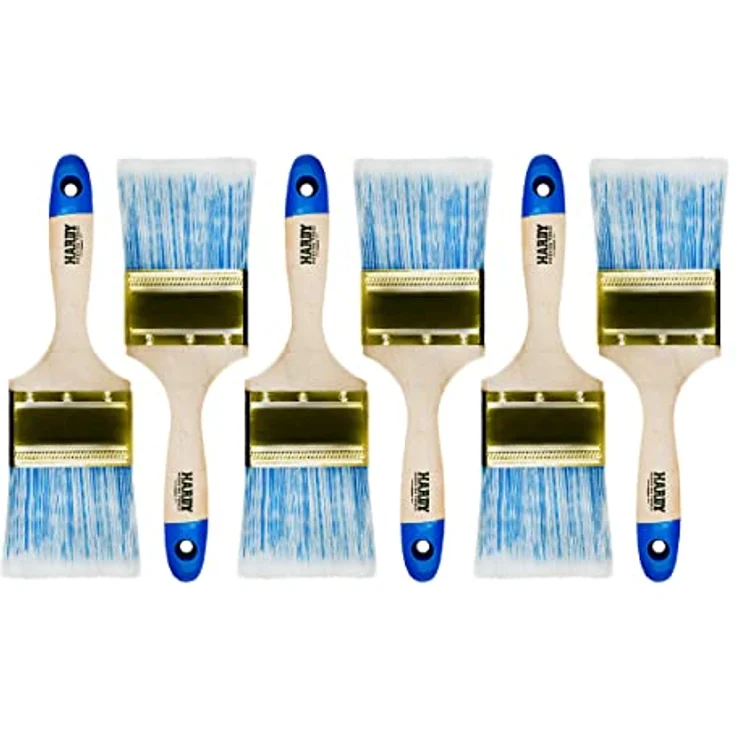 Hardy Working Tools 6 STK. Flachpinsel-Set 75 mm Serie 42, Lasurpinsel für Holz und Lackpinsel für Metall mit synthetischen hellen Borsten – Bild 1