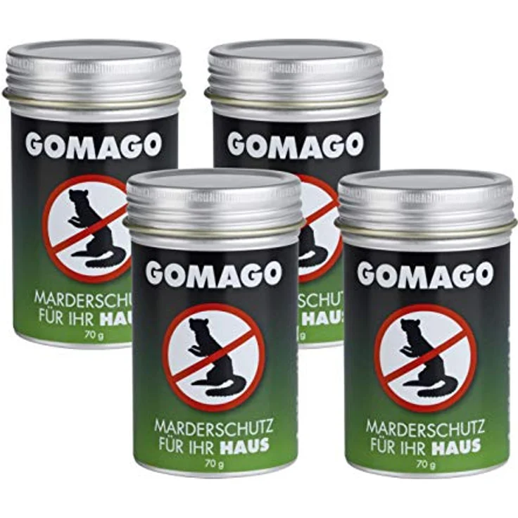 GOMAGO Marderschutz Set für Ihr Haus 4er Set | Zuverlässige und einfache Mardervergrämung durch Duftstoff | Alternative zu Marderschreck, Marderspray, Ultraschall u.ä. | Einfache Anwendung [4 x 70g] – Bild 1