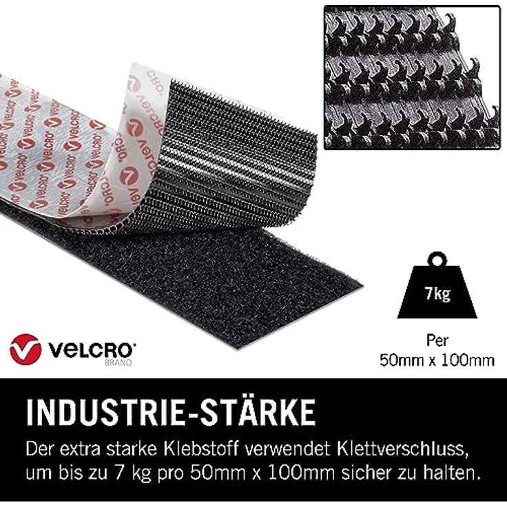 VELCRO - Heavy Duty Stick on Tape 50mm x 5 Meter schwarz - Klettband zum Aufkleben Haft und Flauschteil EXTRA STARK(BxL) 50mm x 5 Meter schwarz - Preisvergleich – Bild 2
