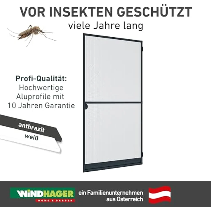 Windhager Insektenschutz Spannrahmen Expert Fliegengitter Alurahmen für Türen, individuell kürzbar, 100 x 210 cm, weiß, 04330 – Bild 8