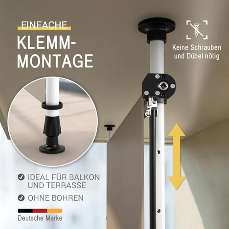 Sol Royal Klemmmarkise Senkrechtmarkise 100x310cm, Sichtschutz & Sonnenschutz für Balkon, Windschutz Garten, Handkurbel, Beige, wasserdicht, ohne Bohren – Bild 3