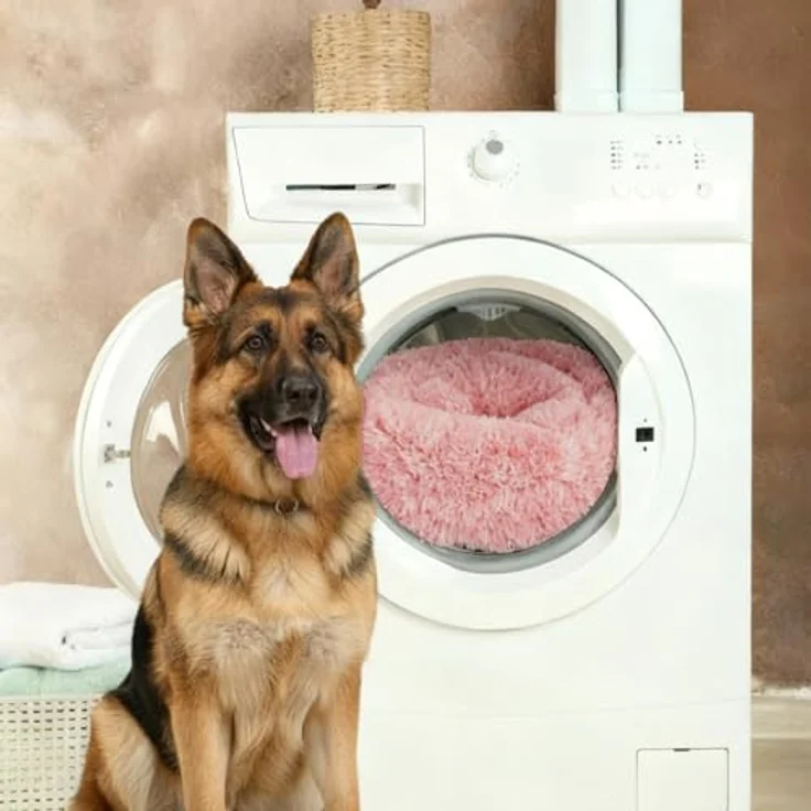BENNO Hundebett BALU Donutform, 50x50x16 cm, weiches Kuschelbett mit Polypropylen-Füllung, rosé, waschbar, rutschfester Boden, inkl. Kauknochen – Bild 3