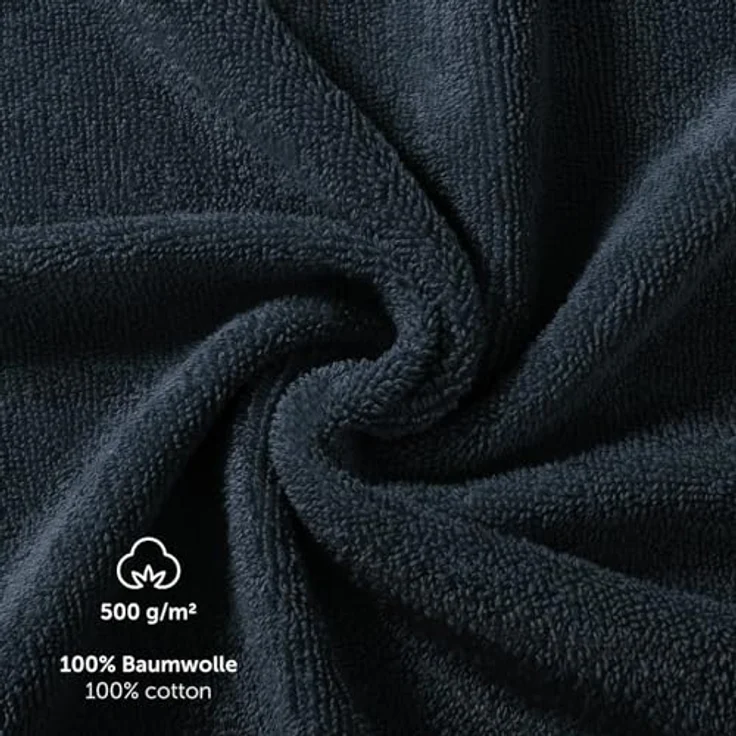 Blumtal Saunatuch, 80x200 cm, Dunkelblau, 100% Baumwolle, Oeko-Tex zertifiziert, 2er Set – Bild 2