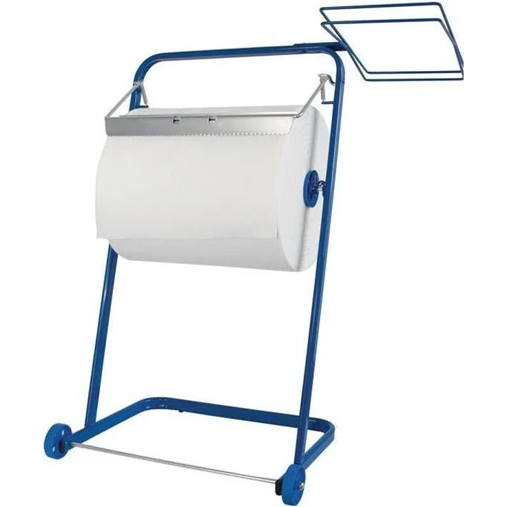 Profix Papierhandtuchspender Bodenständer mit Abrissschiene, blau, H890xB790xT420 mm, geeignet für Rollen bis 400 mm Breite
