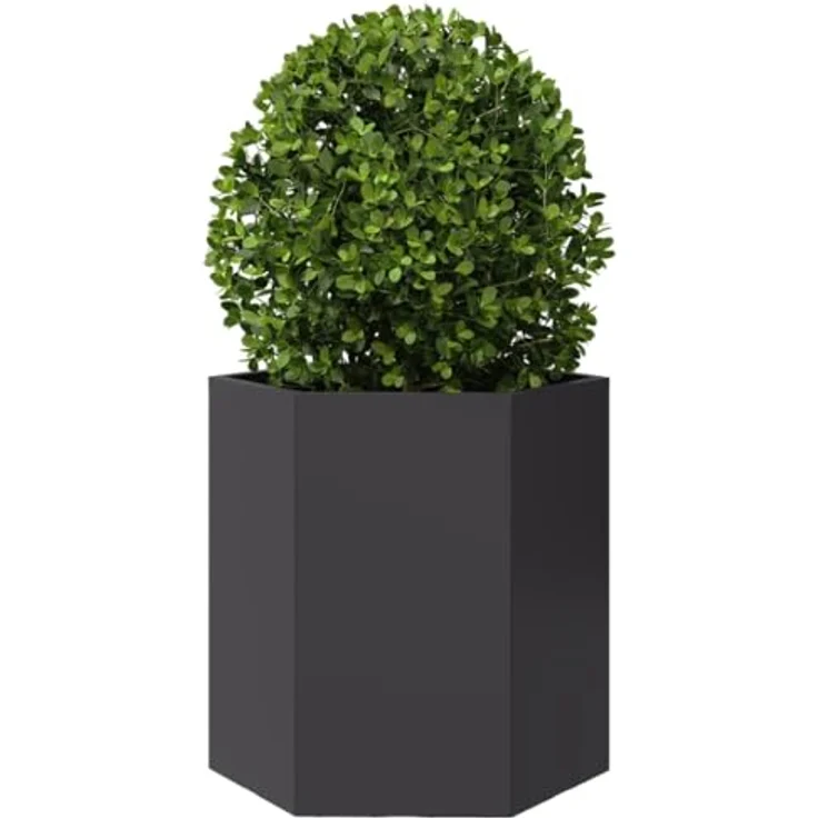 vidaXL Pflanzkübel Schwarz Sechseckig 46x40x45 Stahl, Witterungsbeständig und mit viel Platz – Bild 3