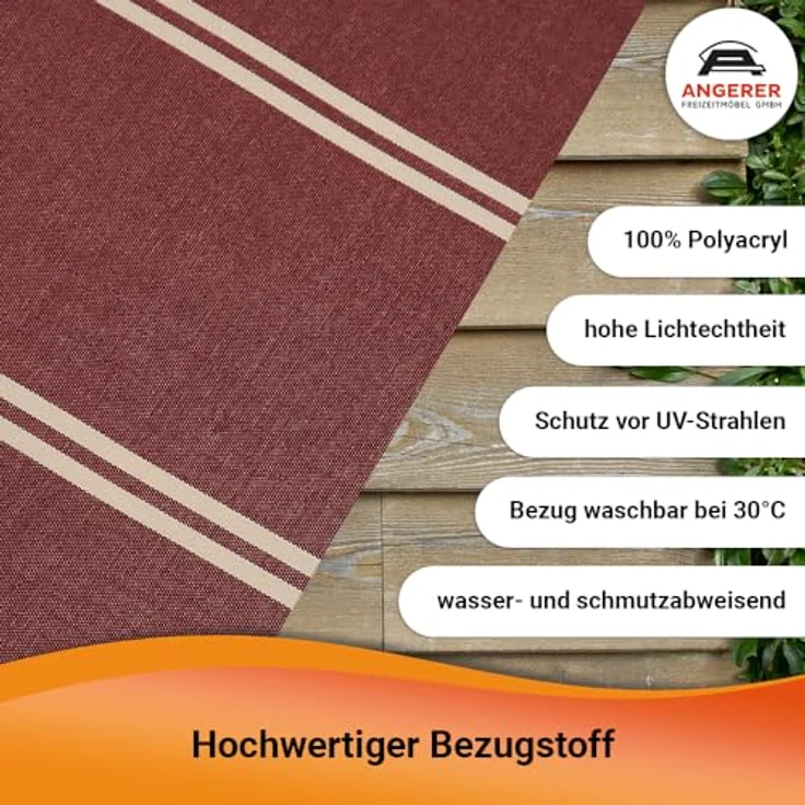 Angerer Balkonsichtschutz Exklusiv 120 cm Nr. 2200, bordeaux/creme gestreift, stufenlos verstellbar, robustes Polyacryl-Gewebe – Bild 4