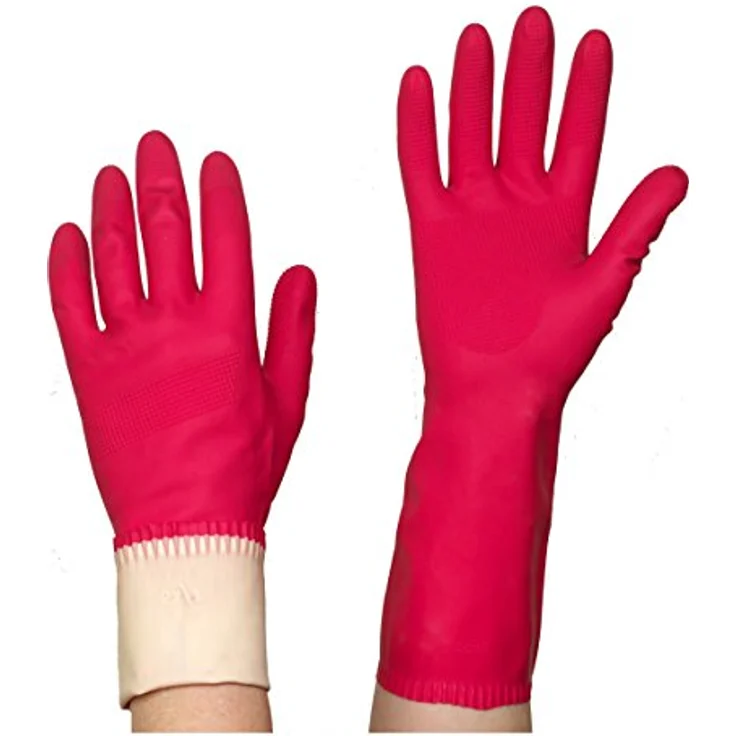 Spontex Everyday Haushaltshandschuhe, für angenehmen Tragekomfort und sicheren Halt, mit Baumwollbeflockung, pink, Größe L, 10 x 1 Paar – Bild 3