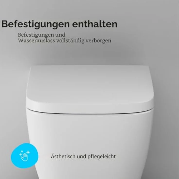 AM.PM CGA1901PSC, Tiefspül-WC wandhängend mit Spülrandlos-Technik und AquaSpin, inklusive Duroplast-Toilettensitz mit Absenkautomatik, weiß – Bild 8