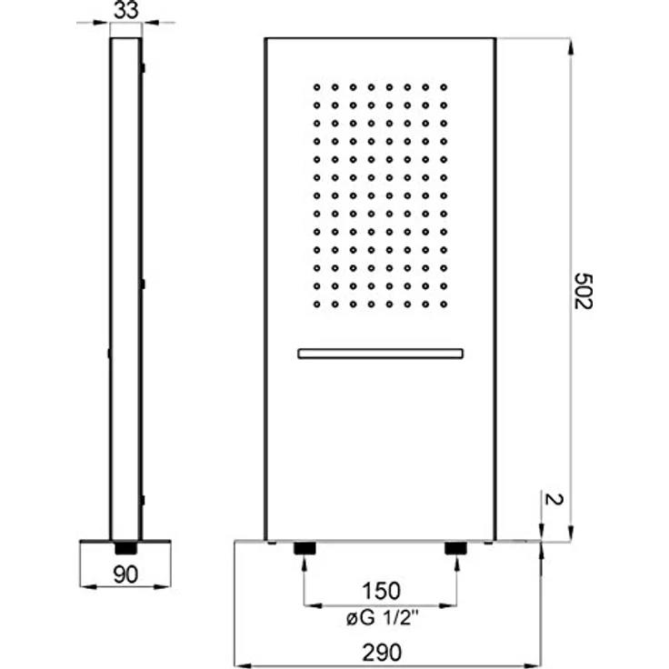 TRIZERATOP Kopfbrause, 2 Funktionen Regen-Hydromassage Chrom – Bild 2