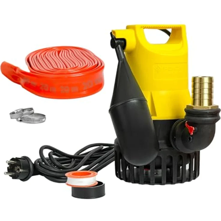 JUNG PUMPEN BANDLOO JP09387, Set mit U5KS Schmutzwasserpumpe, 20 m Druckschlauch DN 32, Zubehör – Bild 1