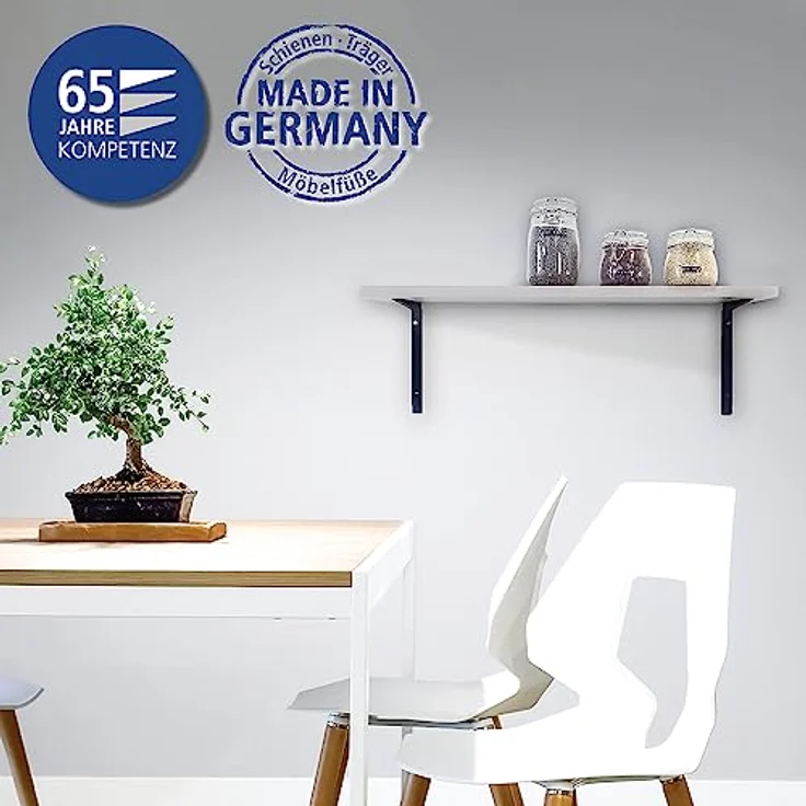 Element System 18133-00136 Regalkonsole Alido-Regalträger - 5 Größen - 3 Farben - 2 Stück-weißaluminium - 120 x 170 mm, 120x170 mm – Bild 2