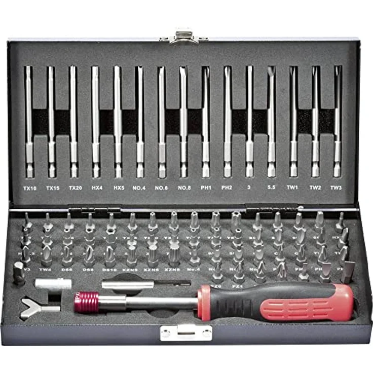 TOOLCRAFT HT02183 820952 Bit-Set 75teilig Schlitz, Innen-Sechskant, Clutch, Tri-Wing, TORQ, Innen-Vielzahn (XZN), Kreuz – Bild 2