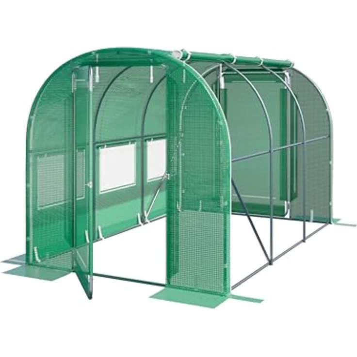 TOOLPORT Foliengewächshaus 2x3m Premium, schwenkbare Türkonstruktion, PE-Plane 180 g/m², grün transparent, wind- und wetterfest – Bild 1