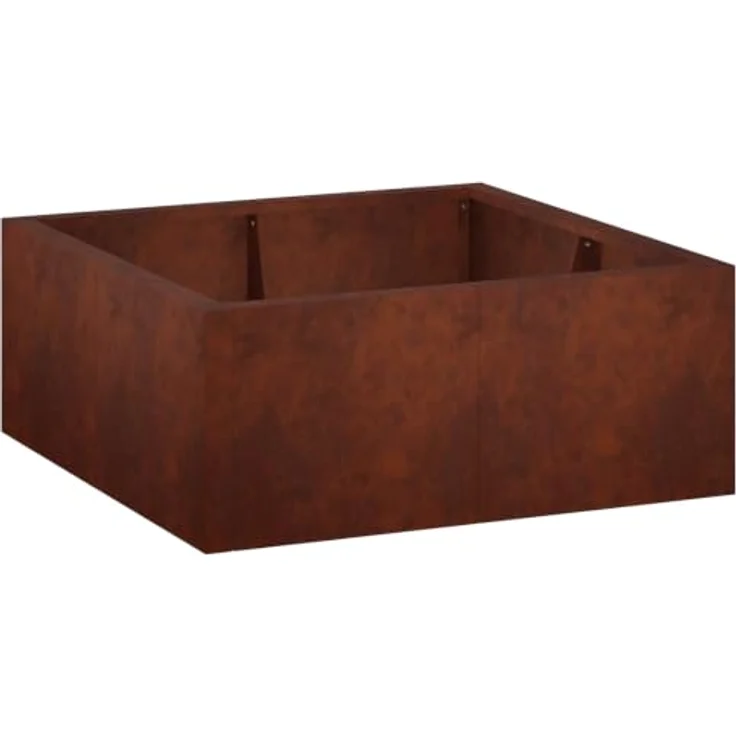 vidaXL Beetumrandung Stützmauer, 4 Stück, wetterfest aus Stahl in Rostoptik, 100 x 100 x 50 cm, modular und wetterbeständig – Bild 1