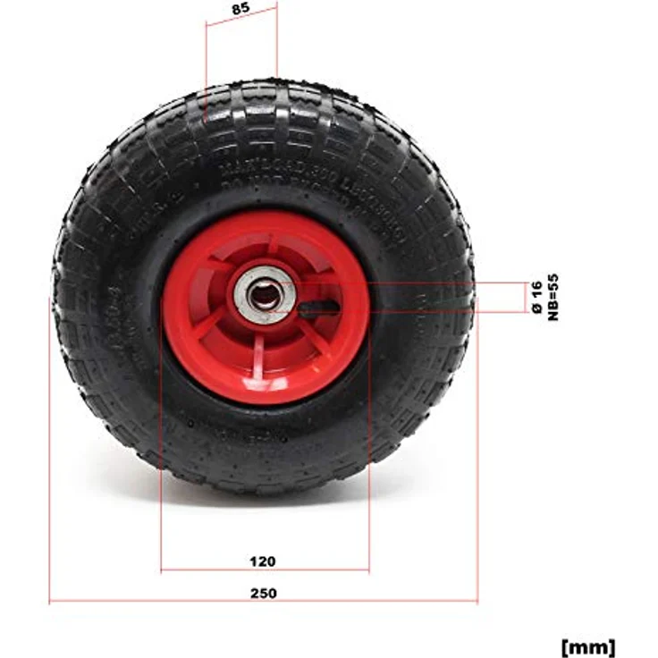 Reifen für Profi Transport Stapelkarre Sackkarre 4.10-3.50-4 Lager Ø 25mm Luftreifen – Bild 2