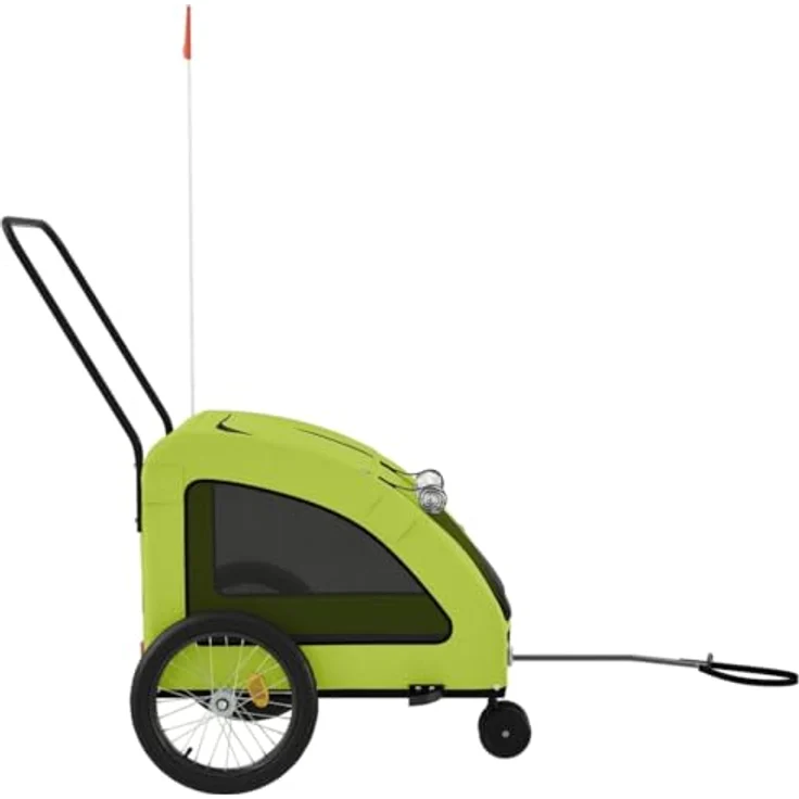 vidaXL Hunde-Transportbox Fahrradanhänger Grün Oxford-Gewebe und Eisen, 45 kg Tragfähigkeit – Bild 6