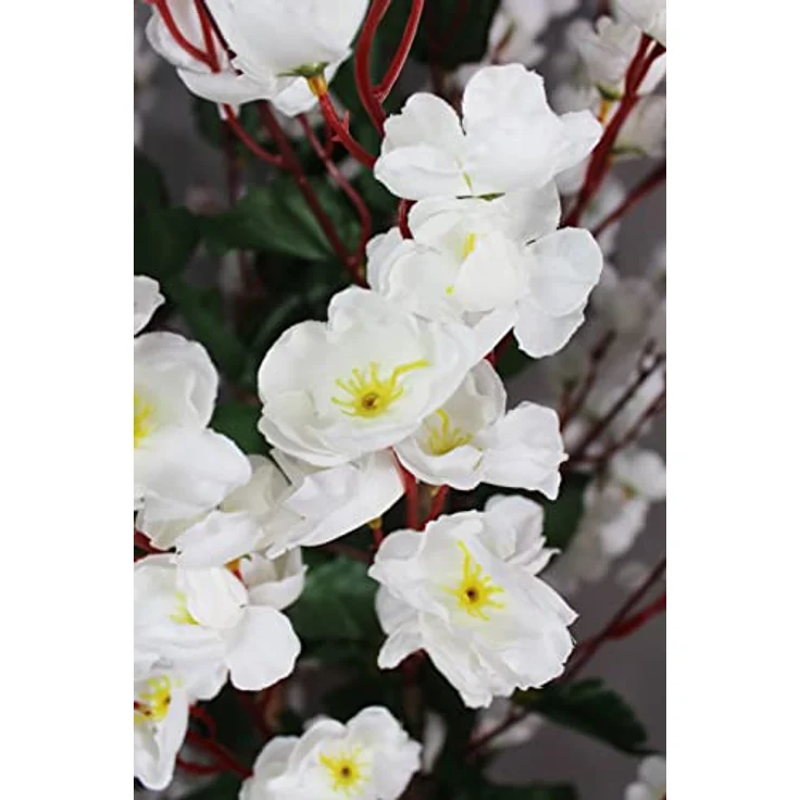 Arnusa Kunstpflanze Blütenbaum 120 cm Wintersweet Künstliche Pflanze Blüten Kunstbaum im Topf Frühlings Pflanze (Weiß) – Bild 3