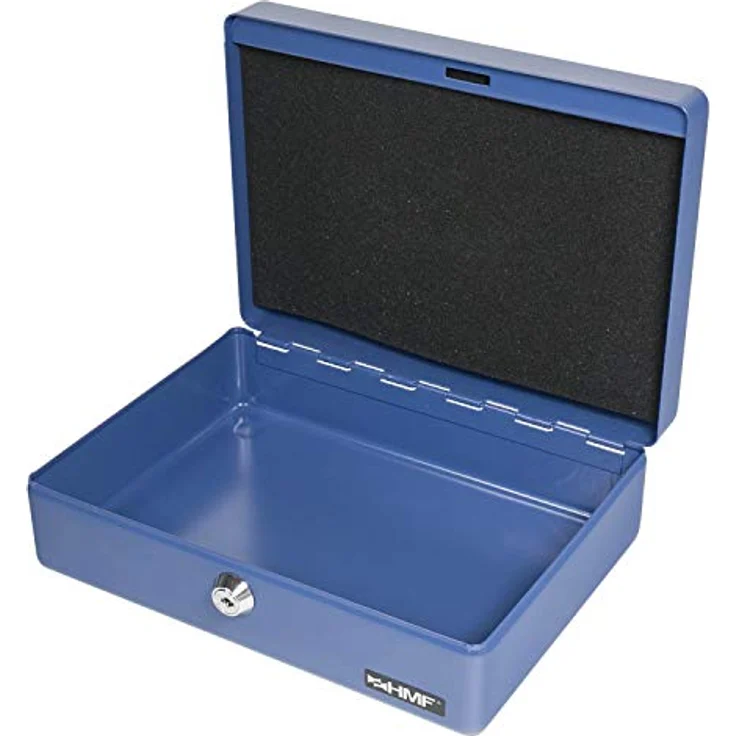 HMF 208-05 Geldkassette Euro-Münzbrett 25 x 18 x 9 cm, blau - Sicherheitszylinderschloss, herausnehmbarer Euro-Münzeinsatz – Bild 5