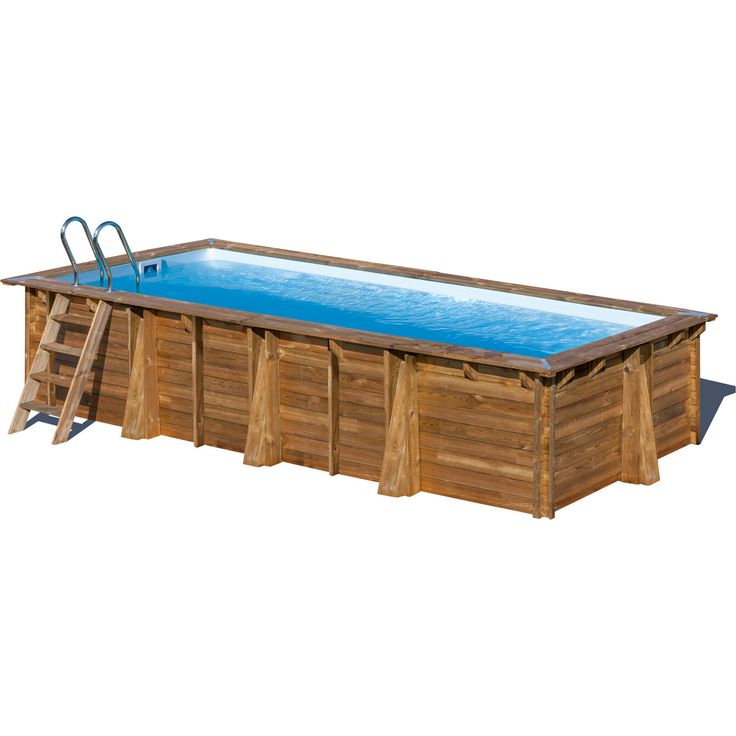 GRE Massivholzpool-Set 'Papaya', rechteckig 520 × 320 × 133 cm, PEFC-zertifiziertes Holz, 6 m³/h Sandfilteranlage, graue PVC-Auskleidung mit Anti-UV-Behandlung