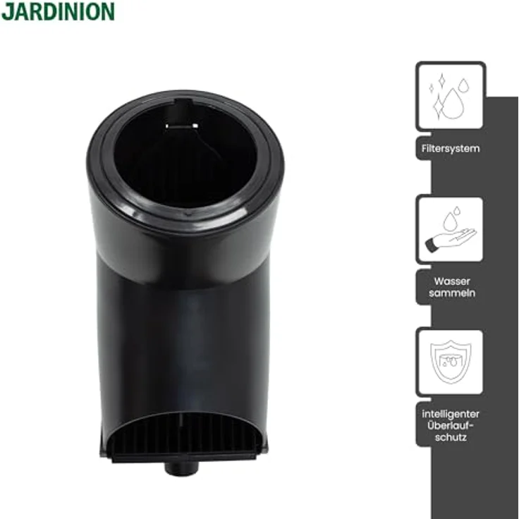 Jardinion Regenwasserfilter Laubabscheider für Fallrohre DN75/DN85, 30,5 x 12 x 17,5cm, Schwarz mit Überlaufstop und UV-beständiger Klappe – Bild 3
